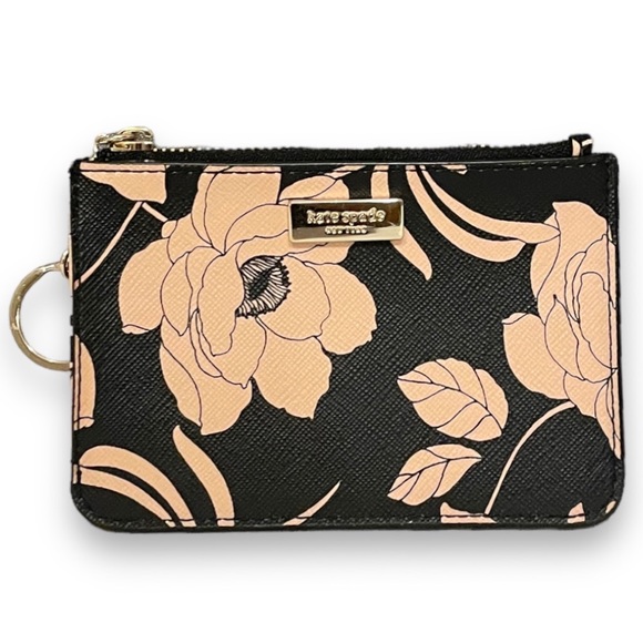 kate spade Accessories Nwot Kate Spade Black Laurel Way Gardenia Coated Canvas Card Holder